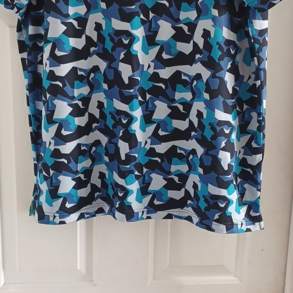 Men's Blue Camouflage Golf Polo Shirt, L - Picture 5 of 6